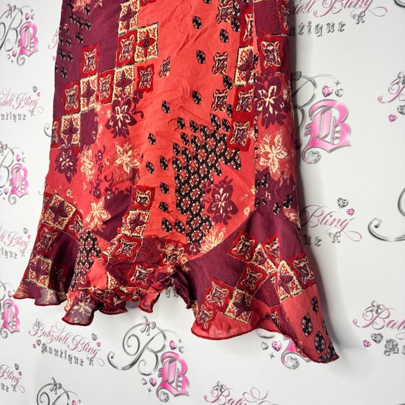 Yessica skirt flowy fairy hem Floral Patchwork Skirt Red and Purple - Picture 6 of 10